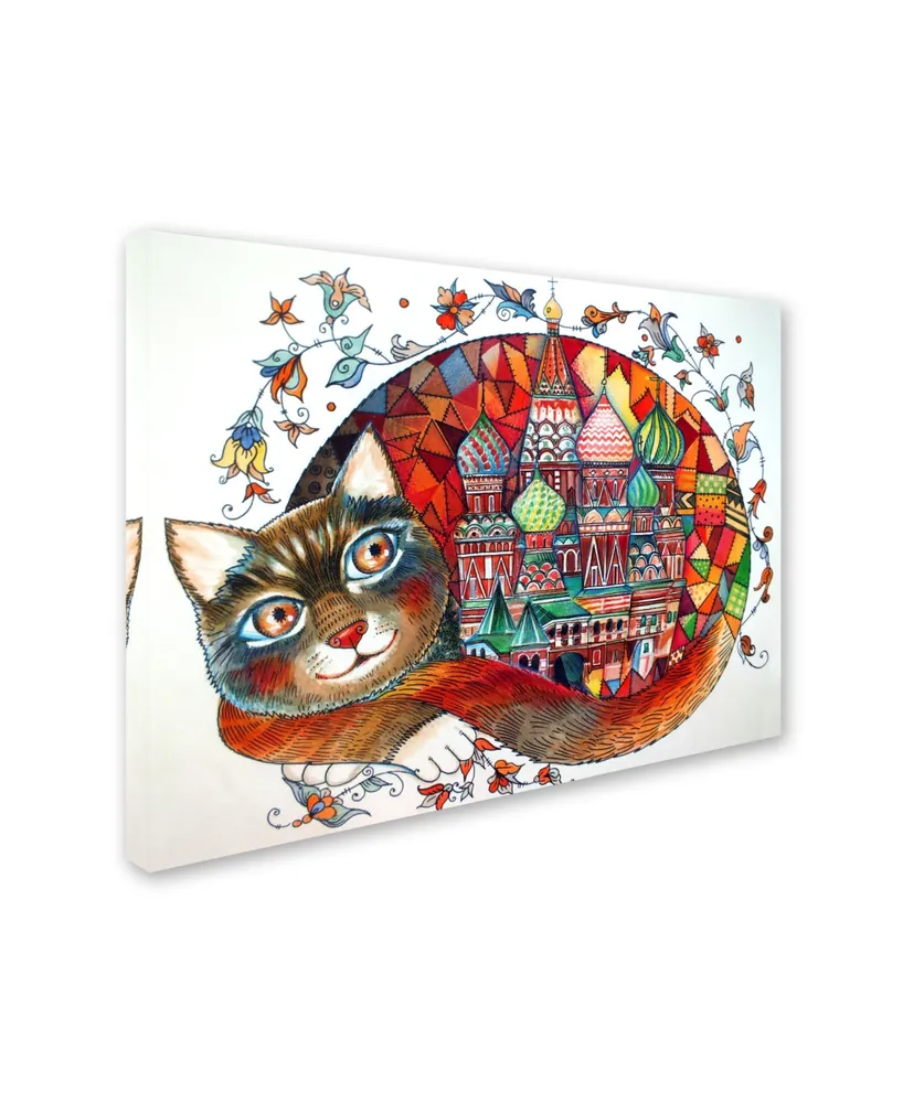 Oxana Ziaka 'Red Cat 3' Canvas Art - 47" x 35" x 2"