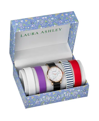 Laura Ashley Rose Gold Slidethrough Interchangeable Marble Dial Set Watch