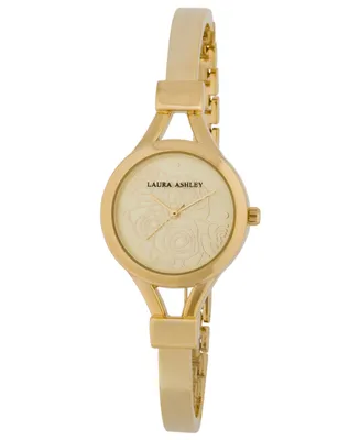 Laura Ashley Ladies' Gold Thin Bangle With Floral Dial Watch