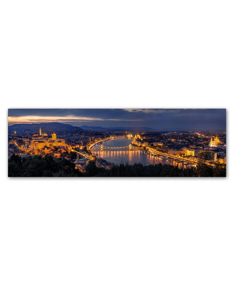 Thomas D Morkeberg 'Panorama Of Budapest' Canvas Art - 19" x 6" x 2"