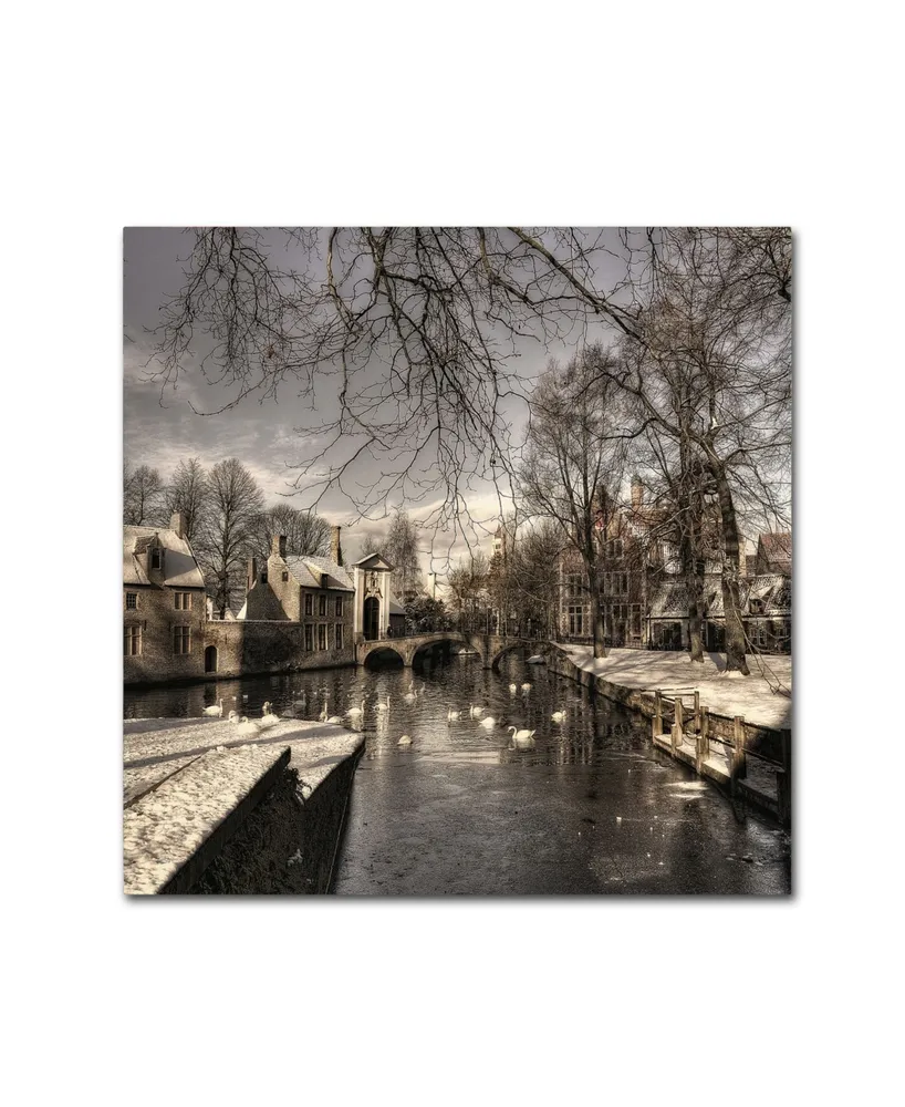 Yvette Depaepe 'Bruges In Christmas Dress' Canvas Art - 18" x 18" x 2"