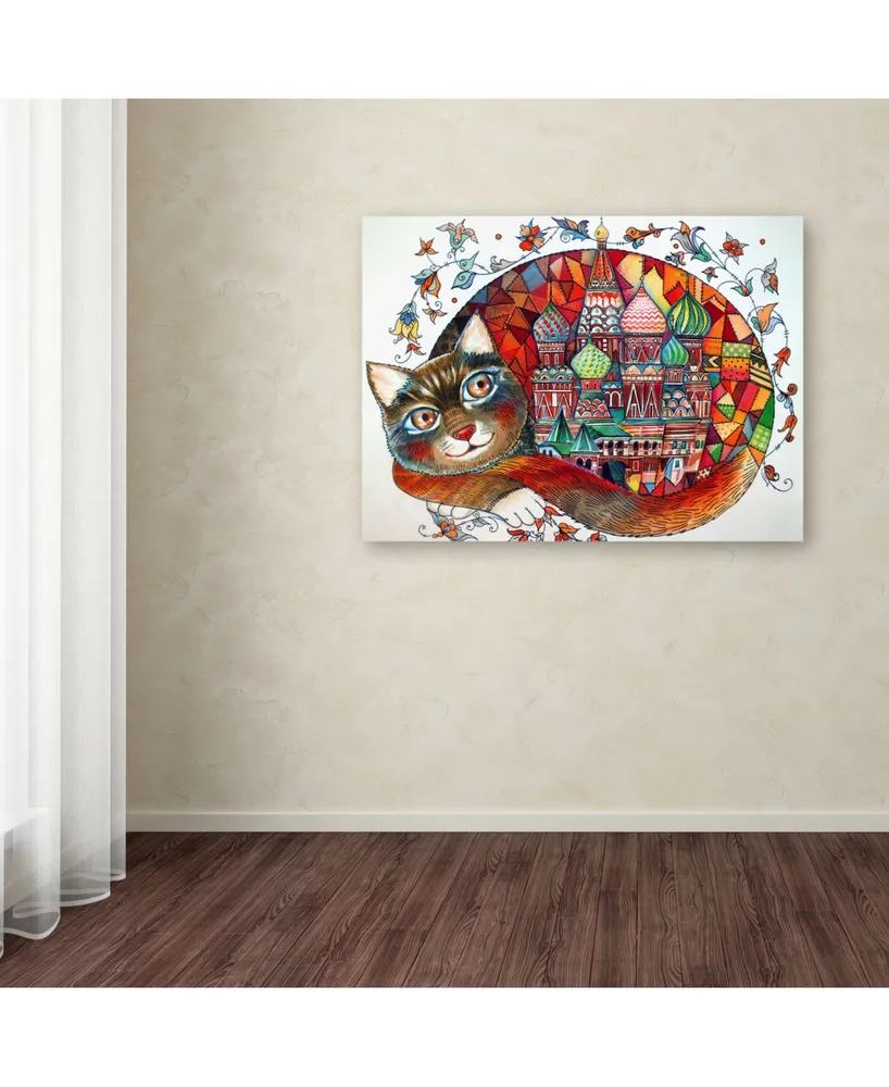 Oxana Ziaka 'Red Cat 3' Canvas Art - 47" x 35" x 2"