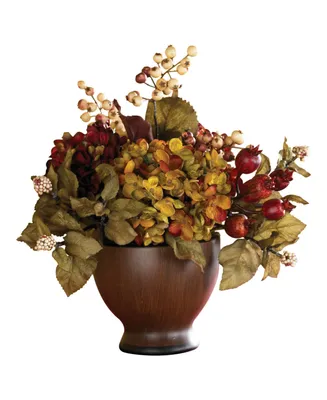 Nearly Natural Autumn Hydrangea w/Round Vase