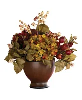 Nearly Natural Autumn Hydrangea w/Round Vase