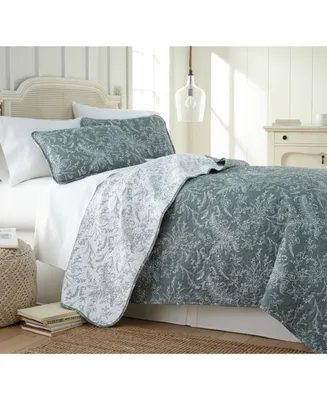 Southshore Fine Linens Lightweight Reversible Floral Quilt and Sham Set, King/California King