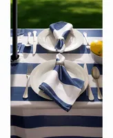 Nautical Blue Cabana Stripe Outdoor Table cloth with Zipper 60" X 120"