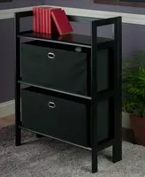 Torino 3-Pc Set Folding Bookcase with Fabric Basket