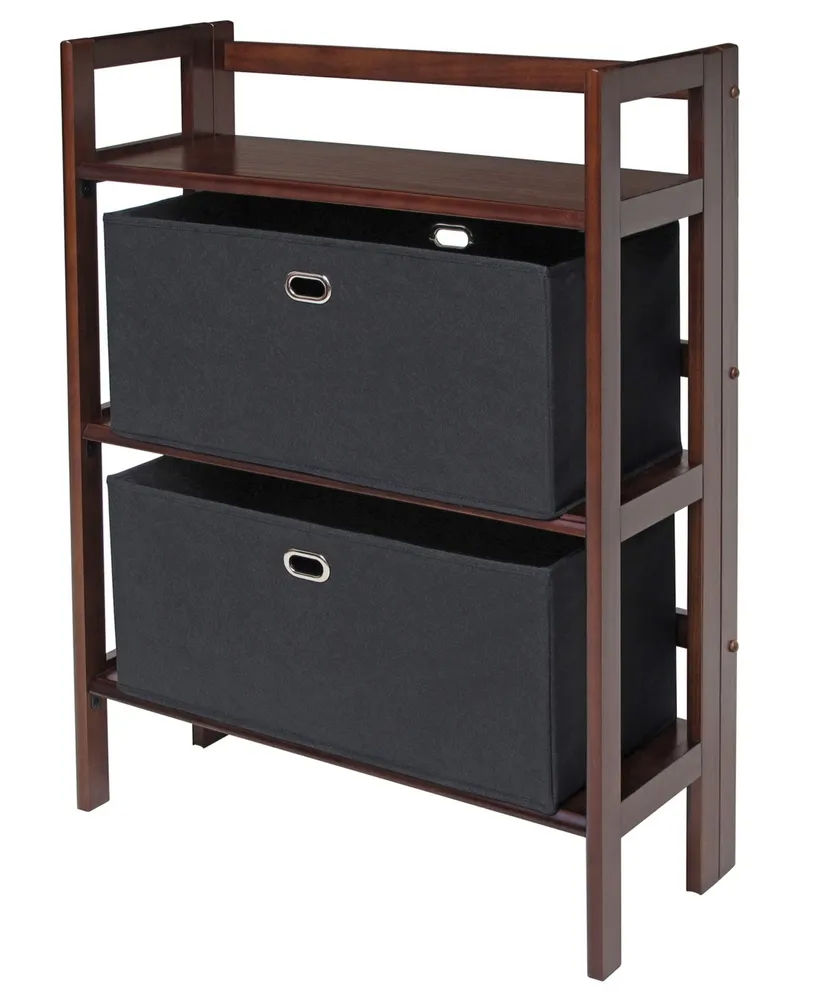 Torino 3-Pc Set Folding Bookcase with Fabric Basket