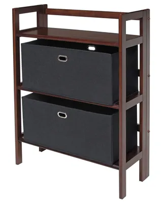 Torino 3-Pc Set Folding Bookcase with Fabric Basket