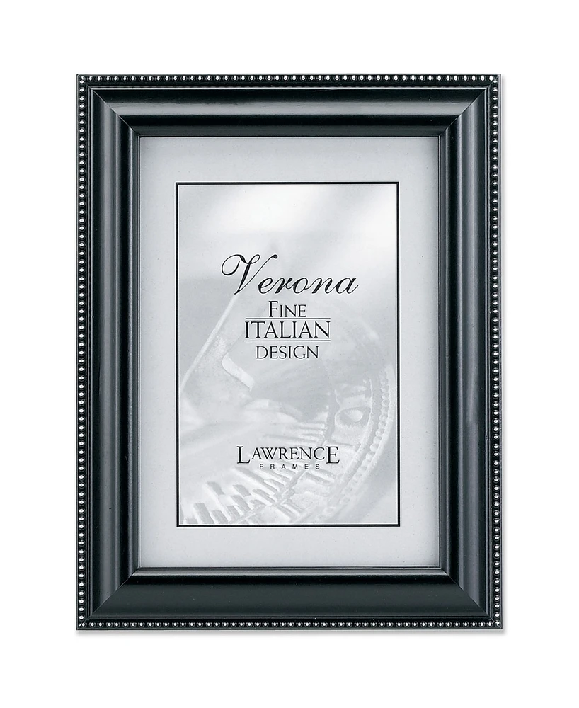Lawrence Frames Black Wood Picture Frame - Silver Bead Design - 5" x 7"