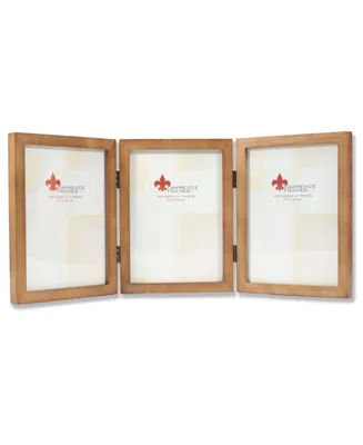 Lawrence Frames 766057T Nutmeg Wood Hinged Triple Picture Frame - 5" x 7"