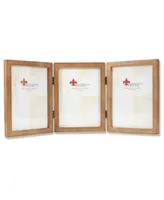Lawrence Frames 766057T Nutmeg Wood Hinged Triple Picture Frame - 5" x 7"