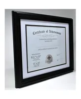 Lawrence Frames Dual Use Black 11" x 14" Certificate Picture Frame with Double Bevel Cut Matting For Document - 8.5" x 11"