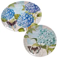 Certified International Hydrangea Garden Melamine 2-Pc. Platter Set - Round and Oval