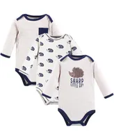 Touched by Nature Baby Boys Organic Cotton Long-Sleeve Bodysuits 3pk