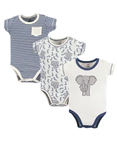 Touched by Nature Baby Boys Baby Organic Cotton Long-Sleeve Bodysuits 3pk