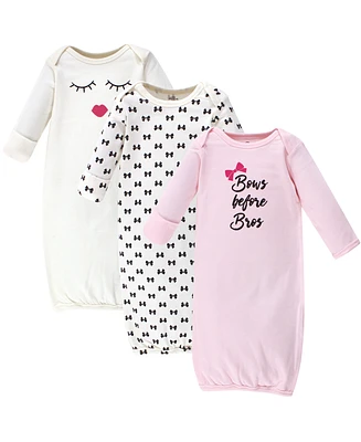 Little Treasure Baby Girls Treasure Cotton Long-Sleeve Gowns 3pk