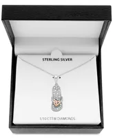 Diamond Two-Tone Flip-Flop Sandal 18" Pendant Necklace (1/10 ct. t.w.) in Sterling Silver & 18k Rose Gold-Plate