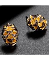 Noir Acorn Stud Earring With Cubic Zirconia Stones