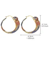 Noir Multi-Colored Cubic Zirconia Parrot Hoop Earring