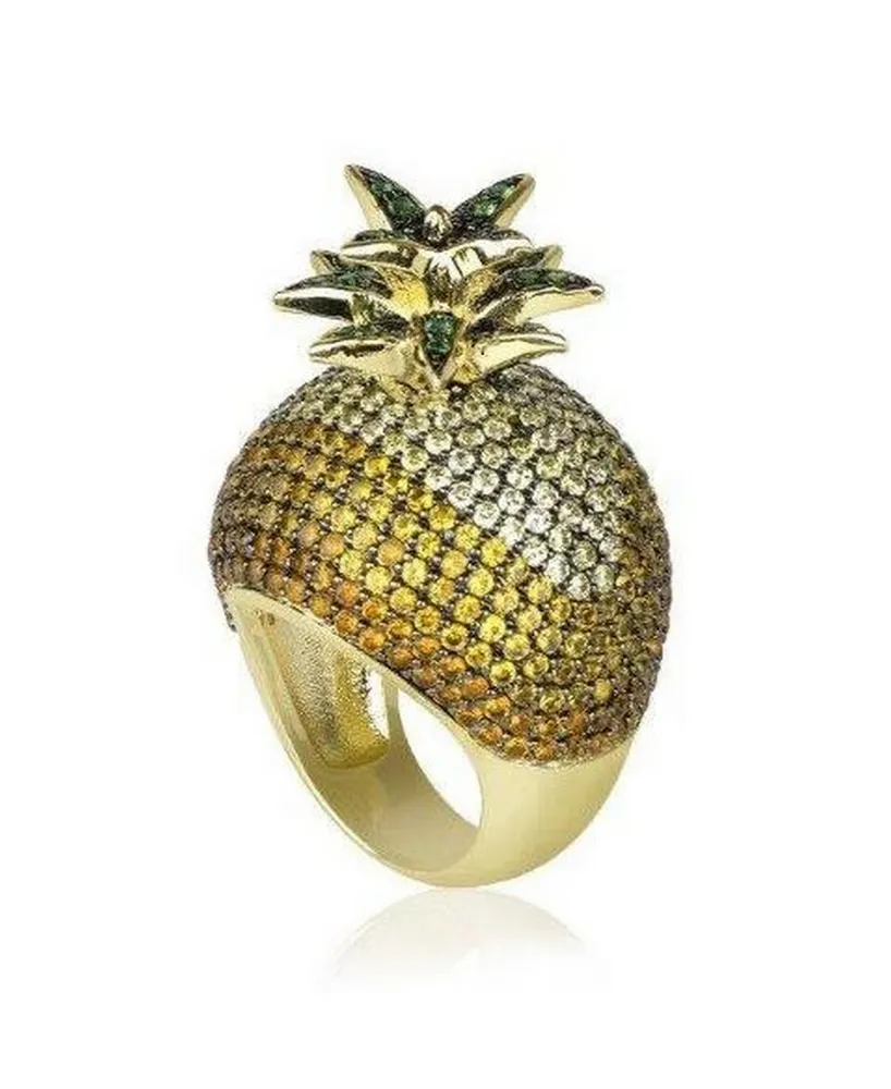 Noir Cubic Zirconia Pineapple Cocktail Ring