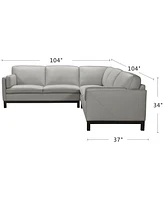 Closeout! Virton 3-Pc. Leather "L" Sectional Sofa, Created for Macy's