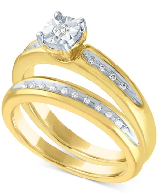 Diamond Bridal Set (1/10 ct. t.w.) 14k Gold Over Sterling Silver