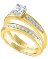 Diamond Bridal Set (1/10 ct. t.w.) 14k Gold Over Sterling Silver
