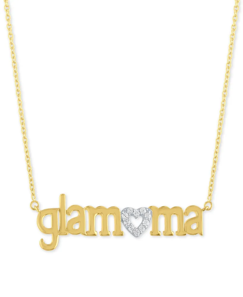 Diamond "Glamama" 18" Pendant Necklace (1/10 ct. t.w.) in 14k Gold Over Sterling Silver