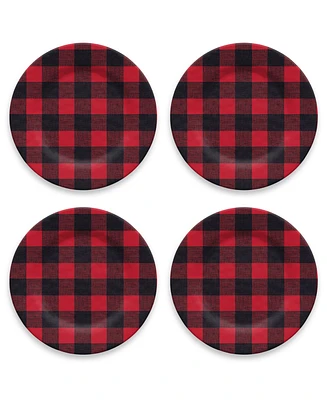 TarHong Vintage Lodge Buffalo Check Melamine Dinner Plates, Set of 6