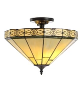 Jonathan Y Jasmine 16" Tiffany-Style Led Semi-Flush Mount