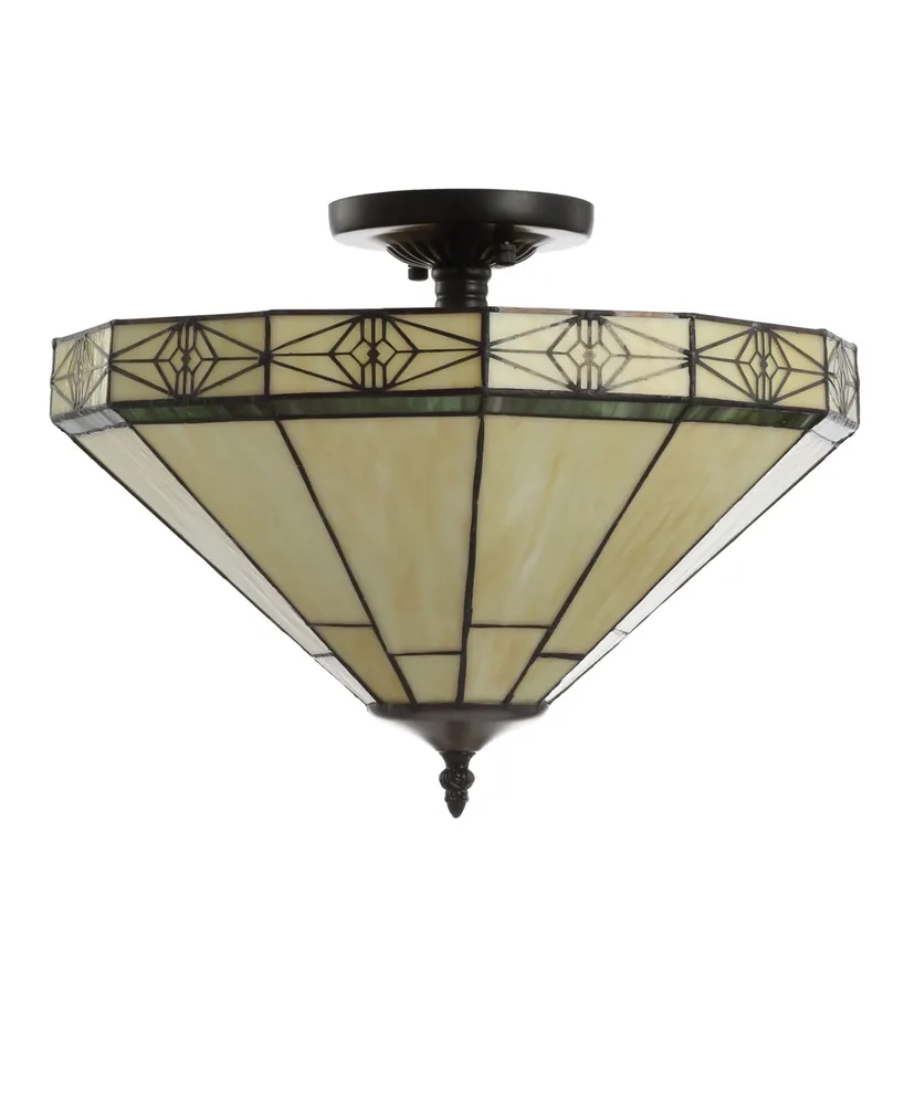 Jonathan Y Jasmine 16" Tiffany-Style Led Semi-Flush Mount