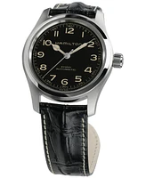 Hamilton Men's Swiss Automatic Khaki Field Murph Black Leather Strap Watch 42mm