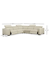 Nevio 5-pc Leather "L" Sectional with 3 Power Recliners, Created for Macy's