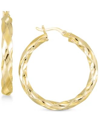 Simone I. Smith Textured Hoop Earrings in 18K Yellow Gold Over Silver or Sterling Silver