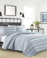 Nautica Jettison Grey/Blue Cotton Reversible -Piece Quilt Set