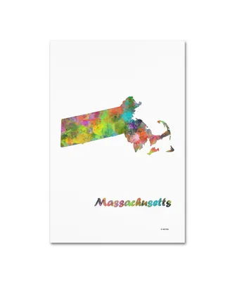 Marlene Watson 'Massachusetts State Map-1' Canvas Art - 12" x 19"