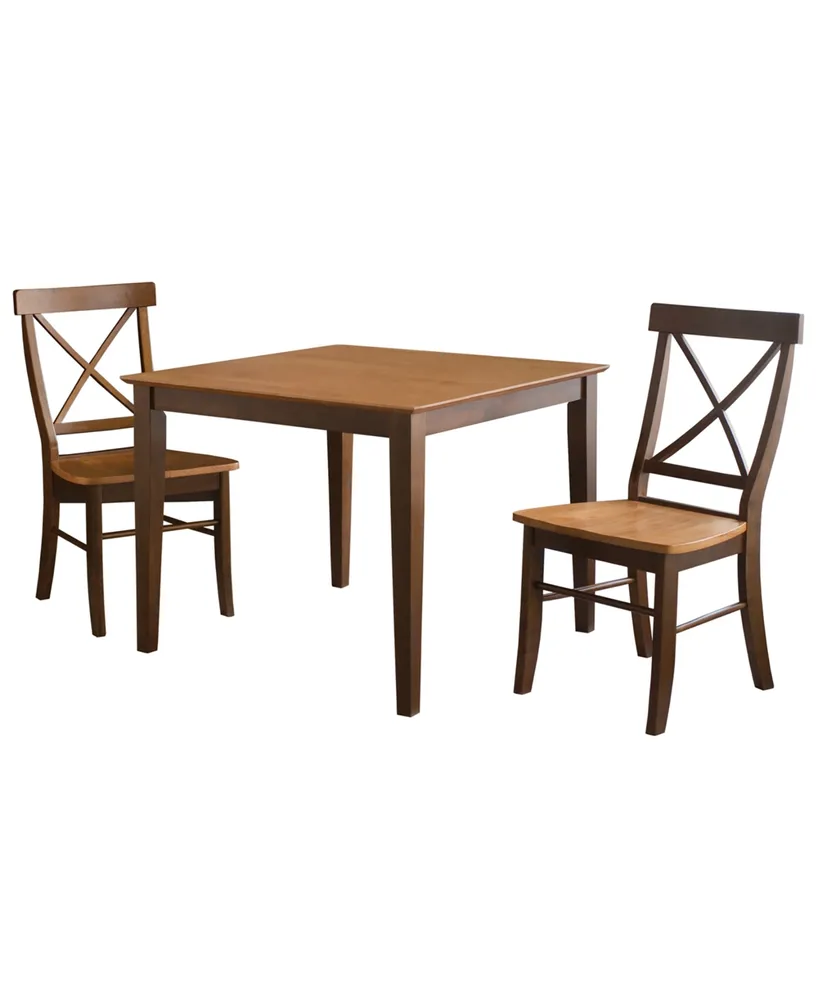 International Concepts 36X36 Dining Table With 2 X-Back Chairs