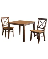 International Concepts 36X36 Dining Table With 2 X-Back Chairs