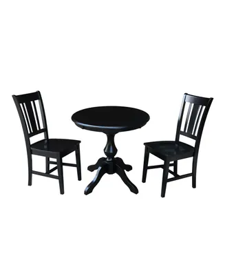 International Concepts 30" Round Top Pedestal Table- With 2 Madrid Chairs