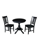 International Concepts 30" Round Top Pedestal Table- With 2 Madrid Chairs