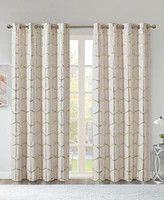Raina Total Blackout Metallic Print Grommet Top Curtain Single Panel, 50"W x 63"L