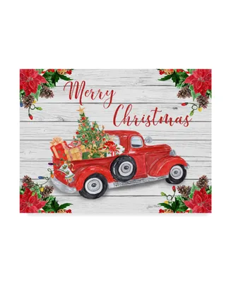 Jean Plout 'Vintage Red Truck Christmas' Canvas Art - 19" x 14"