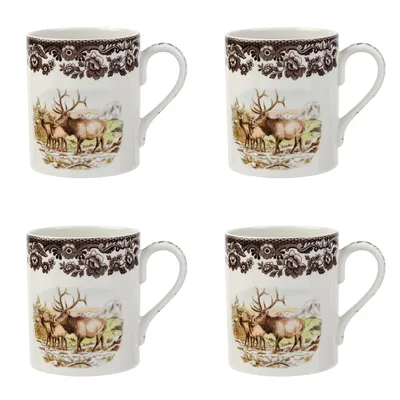 Spode Woodland Elk Mugs, Set of 4