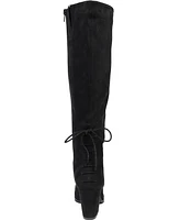 Journee Collection Women's Leeda Wide Calf Lace Up Detail Knee High Boots