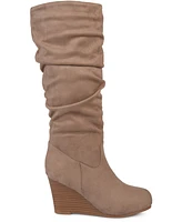 Journee Collection Women's Haze Rouched Knee High Wedge Boots