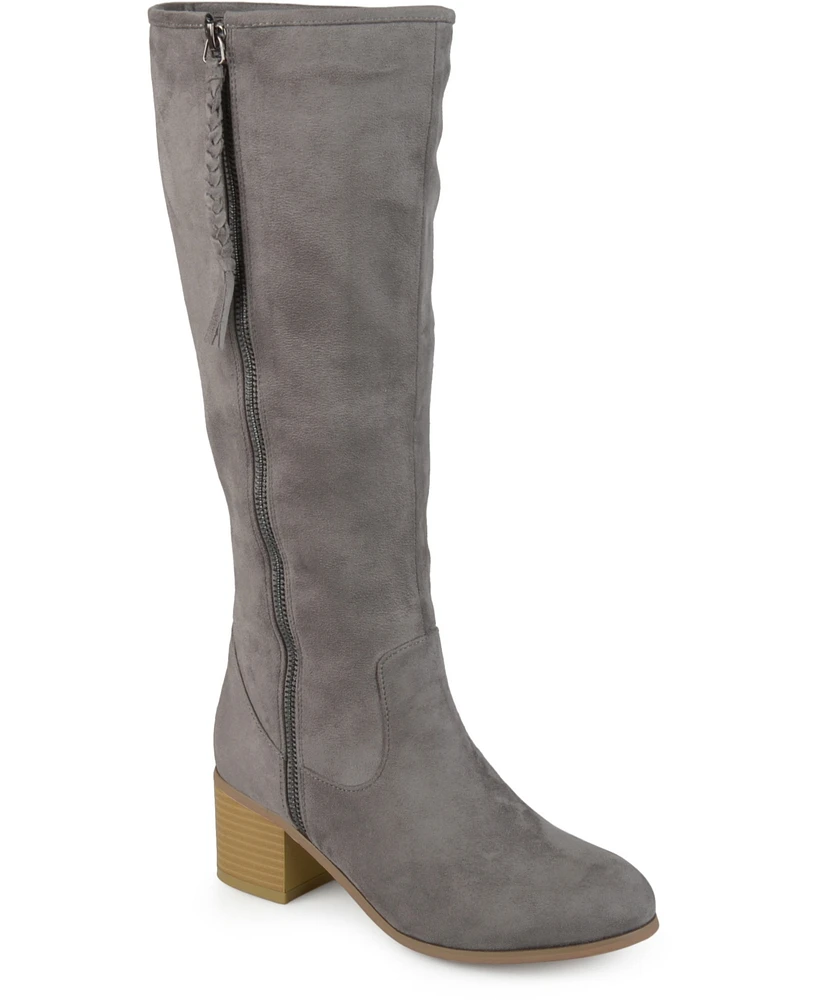 Journee Collection Women's Sanora Stacked Heel Mid Shaft Boots