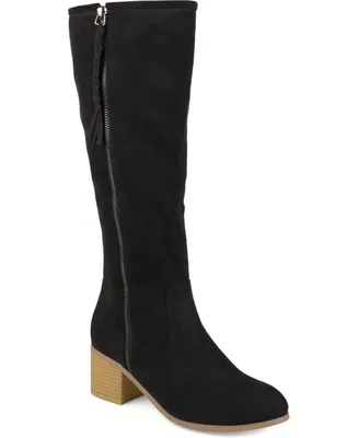 Journee Collection Women's Sanora Stacked Heel Mid Shaft Boots