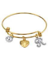 2028 14K Gold-Dipped Heart and Initial Crystal Charm Bracelet