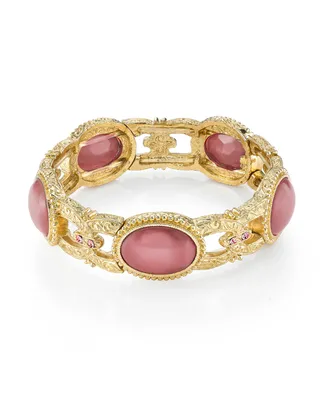 2028 Gold Tone Pink Moonstone Stretch Bracelet